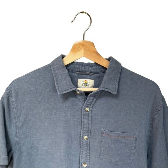 Marine Layer Mens Selvedge Button Up Short Sleeve M/L Shirt Casual Staple - Picture 3 of 7
